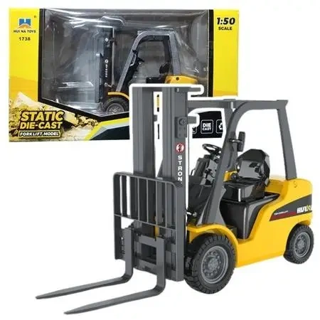 Wózek widłowy metalowy żółty 1:50 - Leantoys