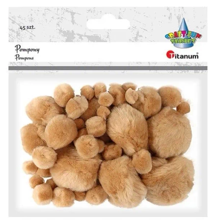 Pompony akrylowe beżowe mix rozmiarów 45szt - Titanum