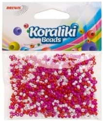 Koraliki akrylowe do nawlekania białe czerwone 35m - Brewis