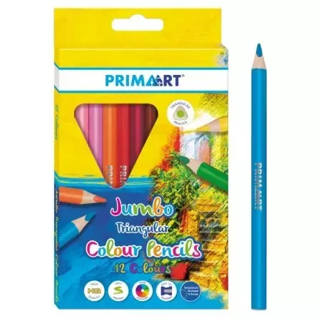 Kredki ołówkowe trójkątne Jumbo 12 kolorów - Prima Art