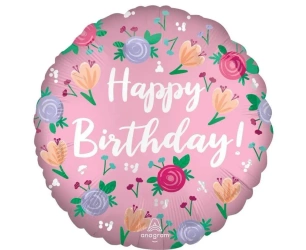Balon foliowy Happy Birthday Peony 46cm - Anagram