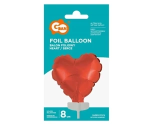 Balon foliowy Serce na patyczku czerwone 8cm - Godan