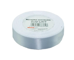 Wstążka satynowa biała 25mmx32m - Brewis