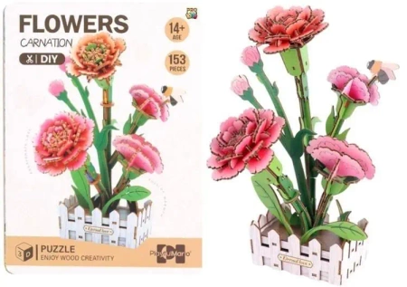 Puzzle 3D drewniane kwiaty goździki - Pro Kids