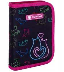 Piórnik pojedynczy 2 klapki bez wyp. Rainbow Kotki - ASTRA papiernicze