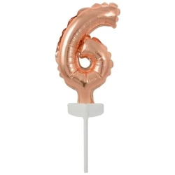 Balon foliowy mini cyfra 6 różowe złoto 7x12cm - Amscan