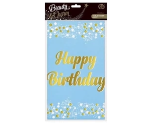 Obrus foliowy B&C Happy Birthday niebieski 137x183 - Godan