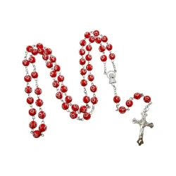 Różaniec czerwony krzyżyki - Art Sacrum