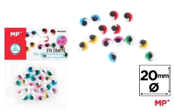 Oczy ruchome samoprzylepne kolorowe 20mm - MP Main Paper