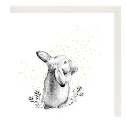 Karnet złocony kwadrat CL3802_BL Królik Wielkanoc - Clear Creations