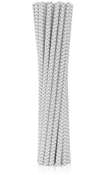 Rurki papierowe srebrne szlaczki 6x197mm 12szt - Godan