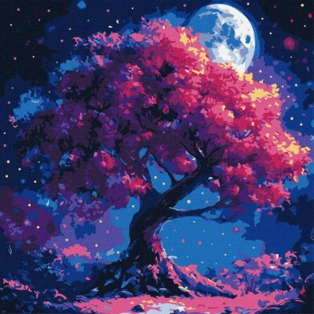 Malowanie po numerach - Sylwetka drzewa 40x40cm - Ideyka