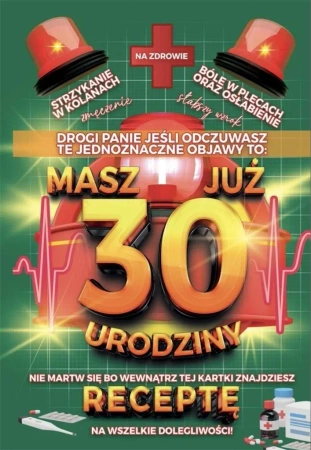 Karnet Urodzinowy z receptą 30 - YEKU