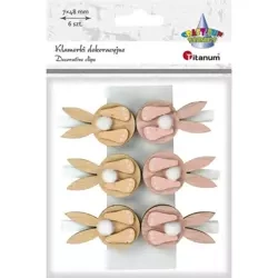 Ozdoba drewniana Klamerki zajączki 6szt - Titanum