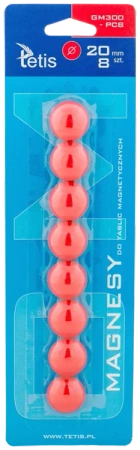Magnesy do tablic Tetis czerwone gładkie 20mm/8