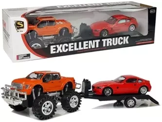 Zestaw pojazdów Monster Truck + laweta + BMW - Leantoys
