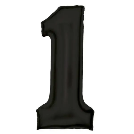 Balon foliowy cyfra 1 satynowa czarna 86cm - Amscan