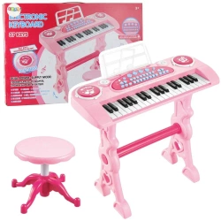 Pianinko z mikrofonem różowe - Leantoys