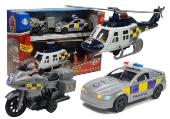 Zestaw pojazdów Policja światło/dźwięk - Leantoys