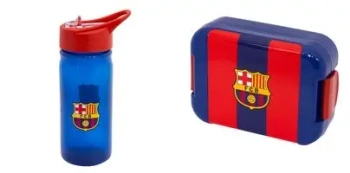 FC BARCELONA bidon 400 ml z rurką + śniadaniówka dla chłopca fana piłki