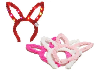 Opaska pluszowa na włosy królik ze światłem MIX - ADAR