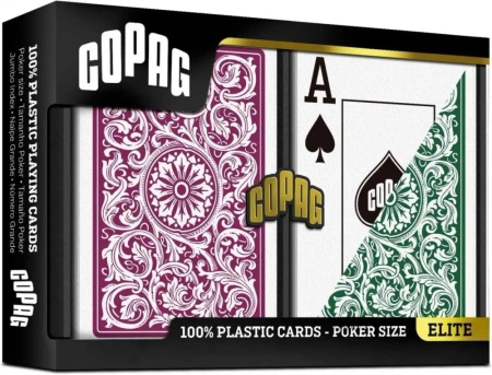 Karty do pokera Copag green/burgundy 2szt - Cartamundi
