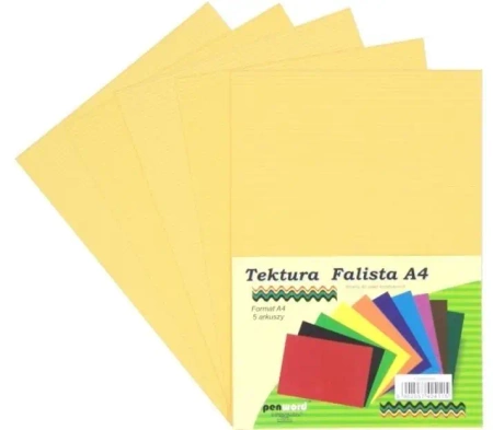 Tektura A4 falista cytrynowa 5szt - Penword