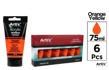 Farba akrylowa bursztynowo-żółta 75ml (6szt) - Artix