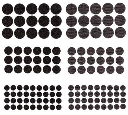Rzepy samoprzylepne okrągłe czarne 69szt mix - Dalprint dpCraft