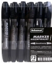 Marker permanentny dwustronny czarny (12szt) - Schemat