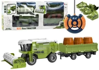 Kombajn RC z przyczepą zielony - Leantoys