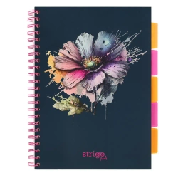 Kołozeszyt Strigo A4 Project Book Kwiaty granatowy kratka