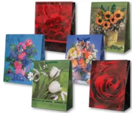 Torebka ozdobna laminowana PL-2 mała kwiaty - Panorama