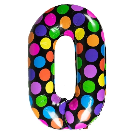 Balon foliowy cyferka 0 w kropki - Arpex