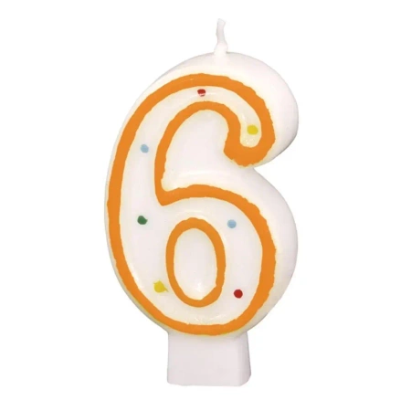 Świeczka cyferka 6 kropki 7,3cm - Amscan