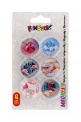 Magnesy okrągłe wypukłe 30 mm 6 szt. Flamingi - Titanum