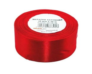 Wstążka satynowa jasna czerwona 38mmx32m - Brewis