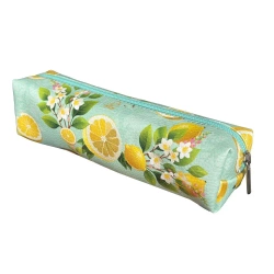 Piórnik szkolny młodzieżowy prostokąt kostka Cytrusowe Kwiaty - EV-Corp