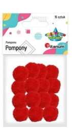Pompony poliestrowe 18mm czerwone 15szt - Titanum