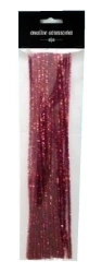 Druty chenille 30cm czerwony metallic 25szt - Galeria Hobby