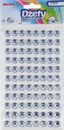 Dżety samoprzylepne srebrne 8mm 88szt - Brewis