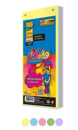 Przekładka do segregatora 1/3 A4 100K 5 kolorów - Alfa Pastello