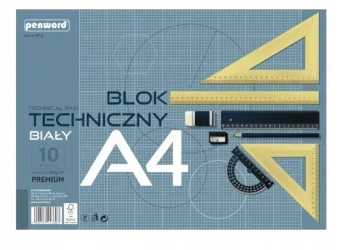 Blok techniczny A4 Premium biały 250g 10 arkuszy - Penword