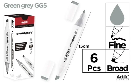 Marker Chromax z 2 końcówk. green grey GG5 (6szt) - Artix
