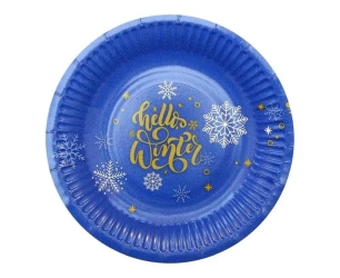 Talerzyki papierowe Hello Winter 18cm 6szt - Godan