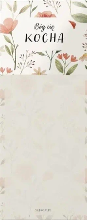 Notes z magnesem - Bóg cię kocha - kwiaty - Szaron