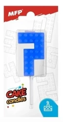 Świeczka klocki cyfra 7 niebieska - MFP