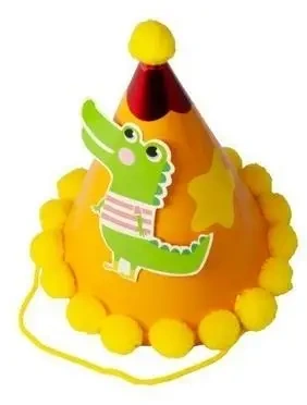 Czapeczka urodzinowa z pomponami Dinozaur - GoParty