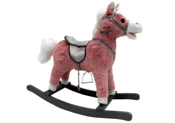 Koń na biegunach różowy dźwięk 74cm - Leantoys