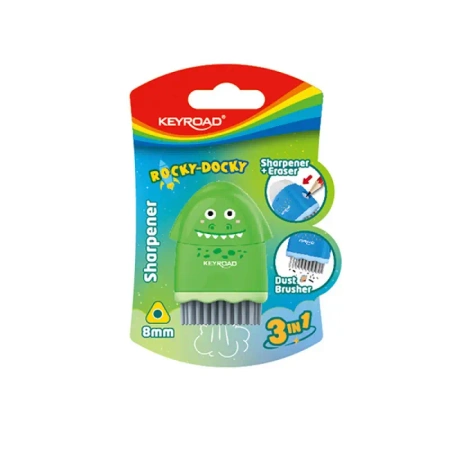 Temperówka plastikowa z gumką ROCKY-DOCKY pojedyncza Keyroad blister